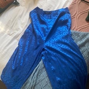 Blue Nasty Gal Pants Cheetah Print Long Boot Leg